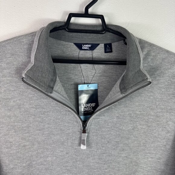 Lands' End Men's L 42/44 1/4 Zip Mock Pullover Sweatshirt Gray NWT - Picture 8 of 16